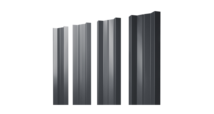 Штакетник М-образный А с прямым резом 0.4 PE-Double RAL 7024 мокрый асфальт