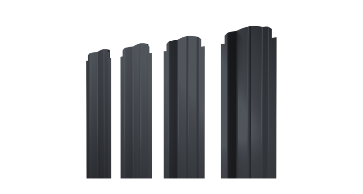 Штакетник П-образный B фигурный 0,4 PE-Double RAL 7024 мокрый асфальт